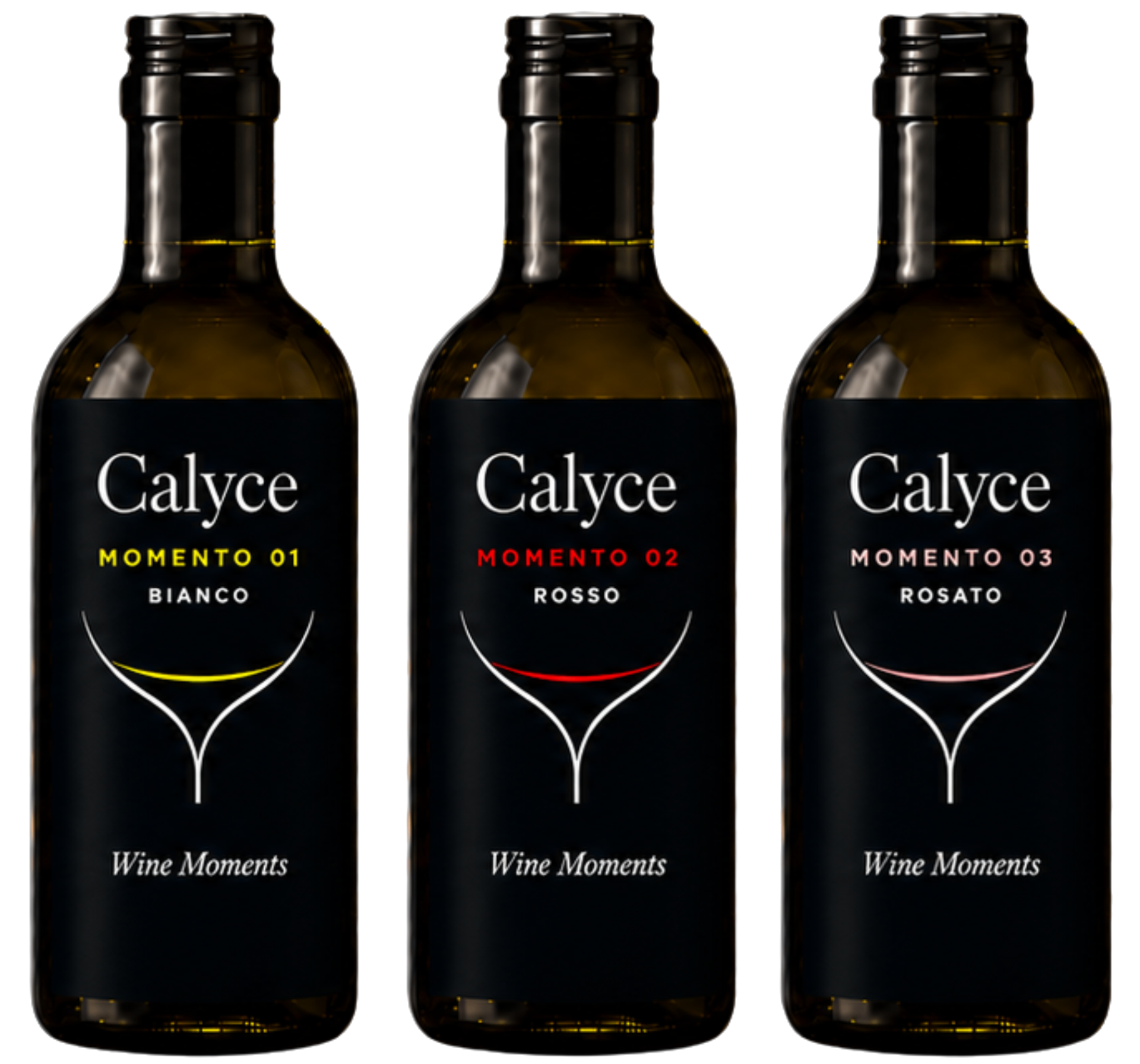 Tre bottiglie Calyce Bianco, Rosso e Rosato